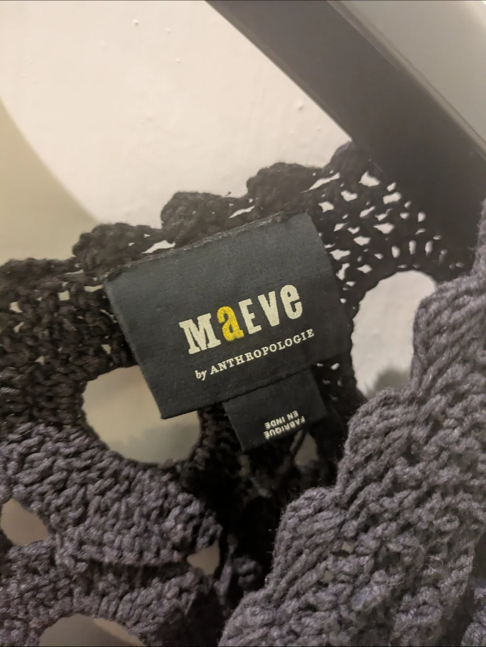 Anthropologie Maeve Black and Charcoal Crochet Crop Top